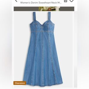 Sweetheart Neckline Denim Dress